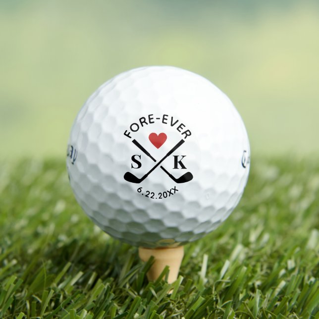 Template Wedding Favor Name Fore Ever Cute Golf Balls (Insitu Tee)