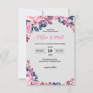 TEMPLATE WEDDING INVITATIONS ONLINE ELEGANT FLOWER