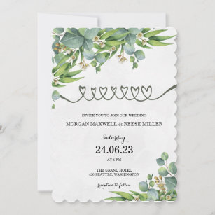 TEMPLATE WEDDING INVITATIONS ONLINE GREEN LEAVES