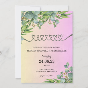 TEMPLATE WEDDING INVITATIONS ONLINE GREEN LEAVES