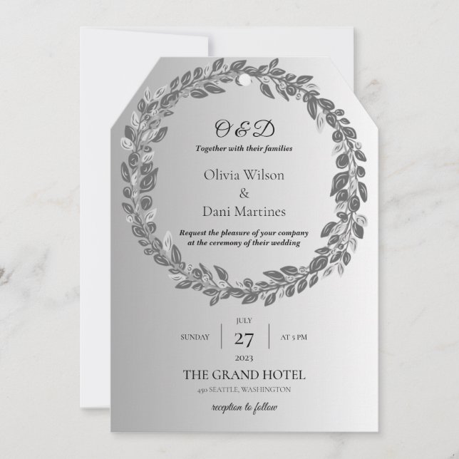 TEMPLATE WEDDING INVITATIONS ONLINE Monogram (Front)