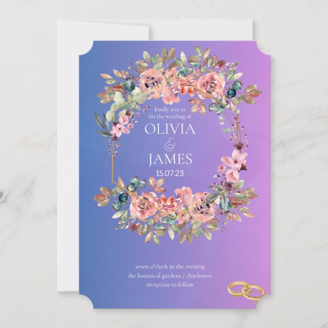 TEMPLATE WEDDING INVITATIONS ONLINE with border (Front)