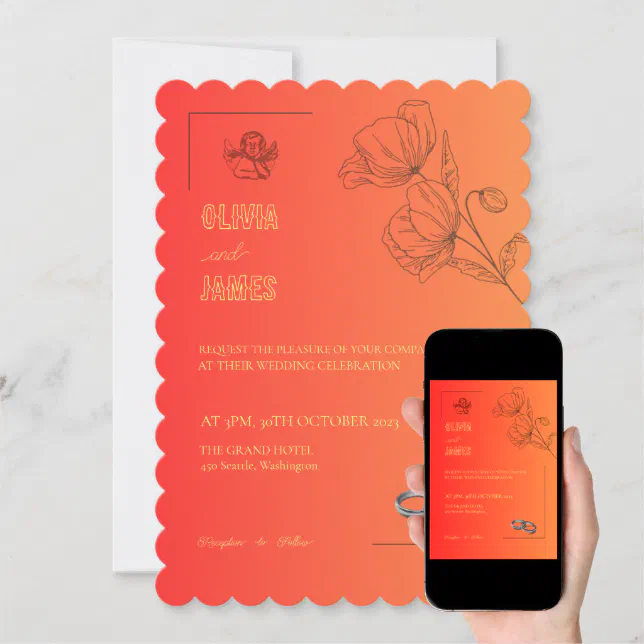 TEMPLATE WEDDING INVITATIONS ONLINE with border Zazzle