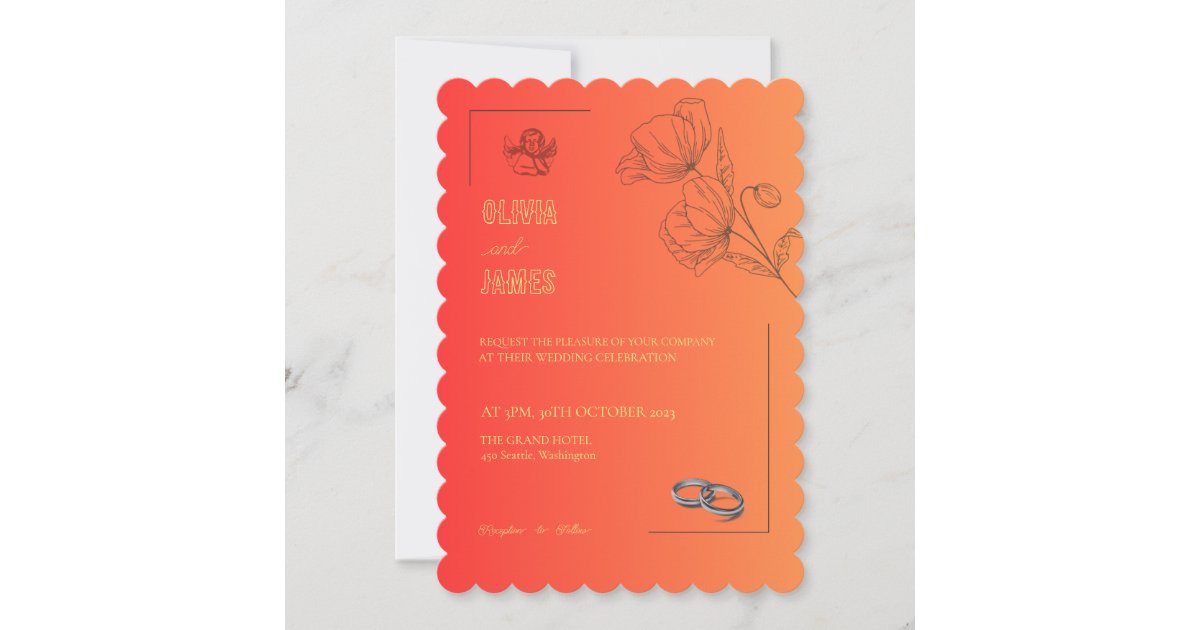 TEMPLATE WEDDING INVITATIONS ONLINE with border Zazzle