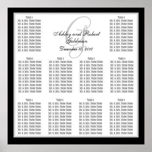 Template Wedding Seating Chart Monogram Names Posters | Zazzle