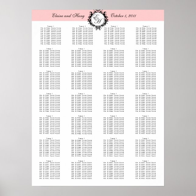 Template Wedding Seating Chart Paris Chic (Front)
