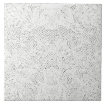 Template - White Lace Background Ceramic Tile by bestcustomizables at Zazzle