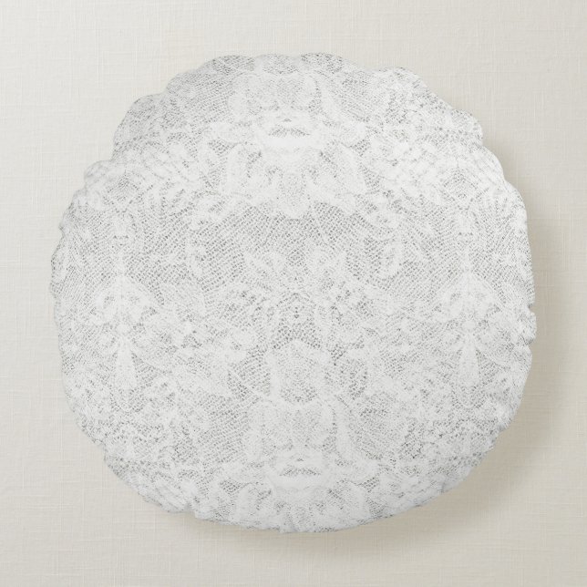 Template - White Lace Background Round Pillow (Front)