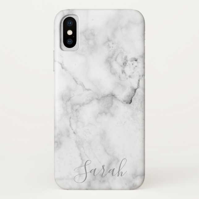 Template White Marble Pattern iPhone XS Case (Back)