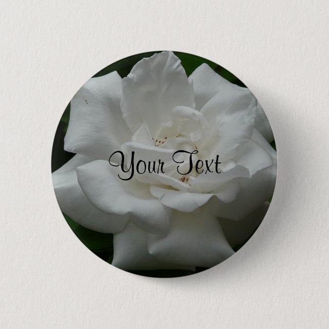 Template White Rose Pinback Button (Front)