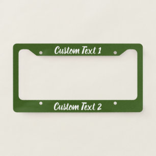 Template White Script on Dark Green License Plate Frame