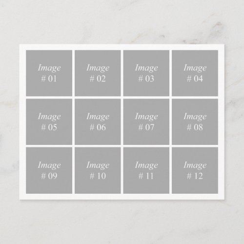 template with 12 square images postcard