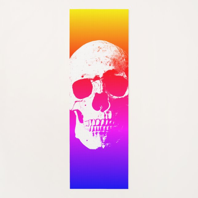 Template Yellow Orange Red Blue Purple Skull Yoga Mat (Front)