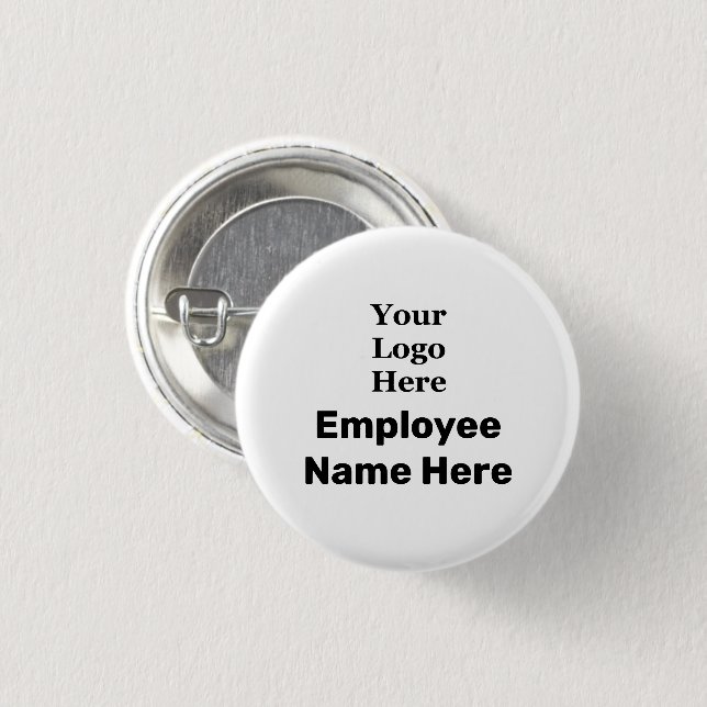 Template Your Logo Here & Employee Name Button (Front & Back)