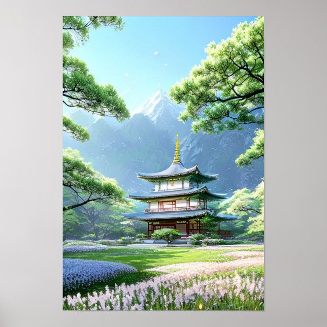 Temple amidst Nature's Splendor Poster (Front)