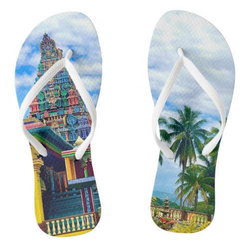 Temple and palm Taree Flip Flops