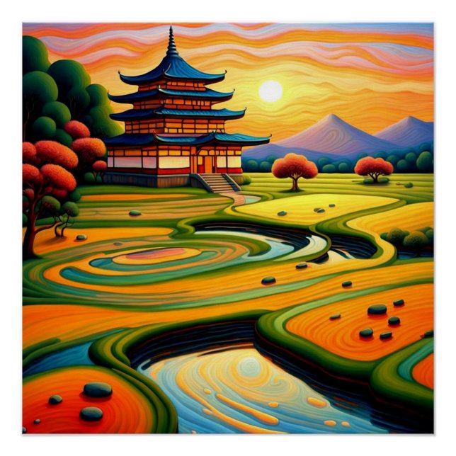 Temple at Sunset 2 Poster (Front)