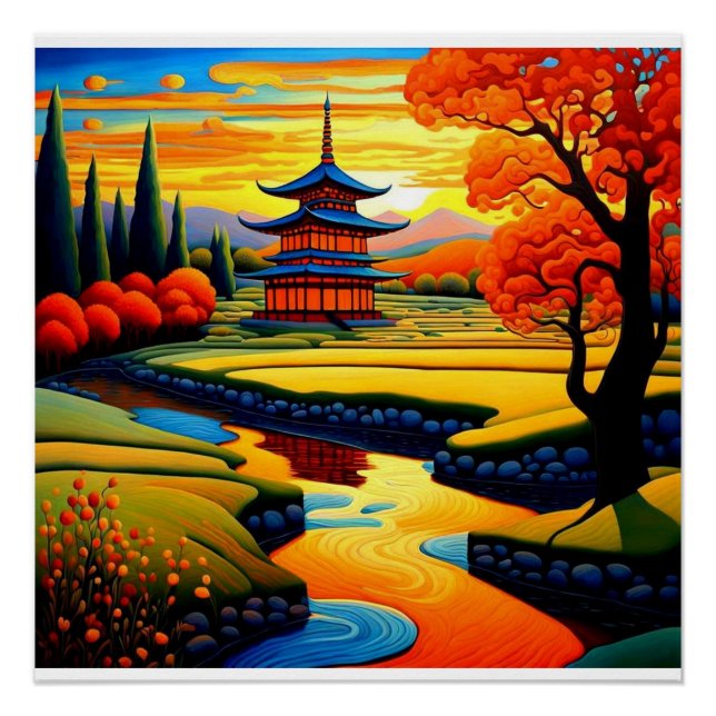 Temple at Sunset 4 Poster (Front)