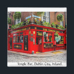 Temple Bar, Dublin City, Ireland Magnet<br><div class="desc">Ireland magnet featuring view of The Temple Bar public house and cobblestone street in Dublin city center. The Temple Bar district was part of the location set for the movie Far and Away,  starring Tom Cruise.</div>