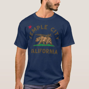 Temple City California Beach Flag Bear Surf CA Vin T-Shirt