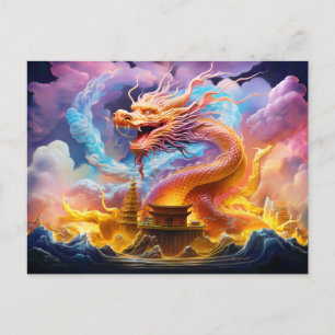 Temple Grace – Chinese Airbrush Dragon in Pink and Postcard