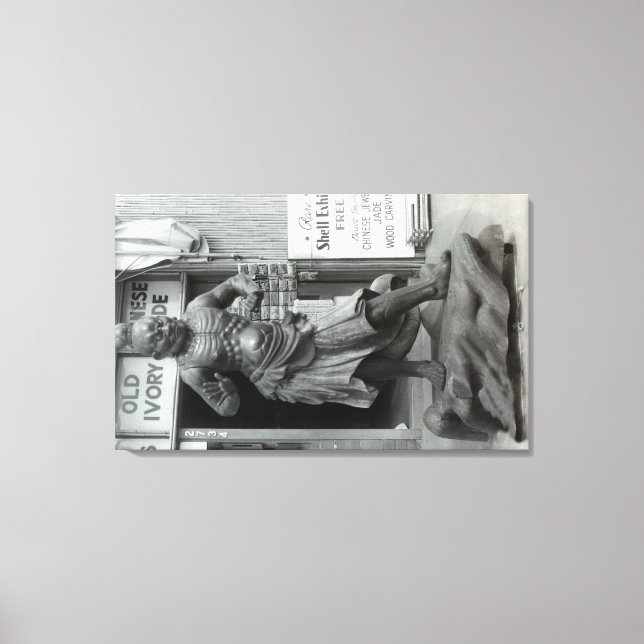 Temple Guard Statue at Pacific Curio Shop, Canvas Print (Front)