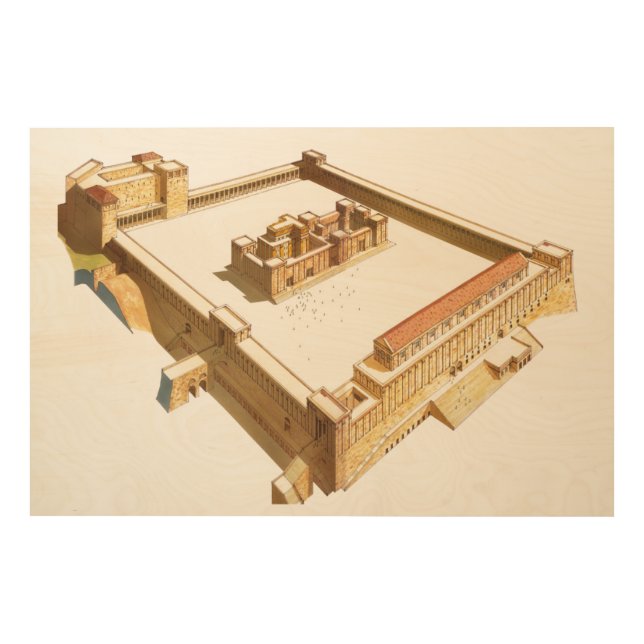 Temple in Jerusalem. Herod's Temple Wood Wall Art (Front)