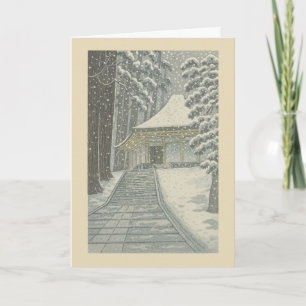 Temple in the Snow - Japanese Christmas Card