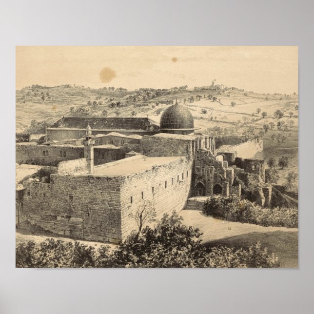 Temple Mount and Mountain of Olives in Jerusalem Poster (Front)