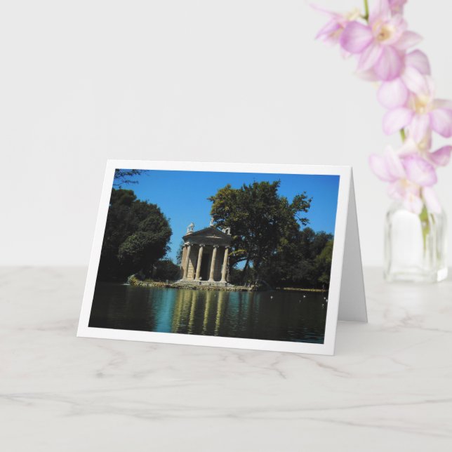 Temple Of Aesculapius, Villa Borghese Gardens Rome Card (Orchid)
