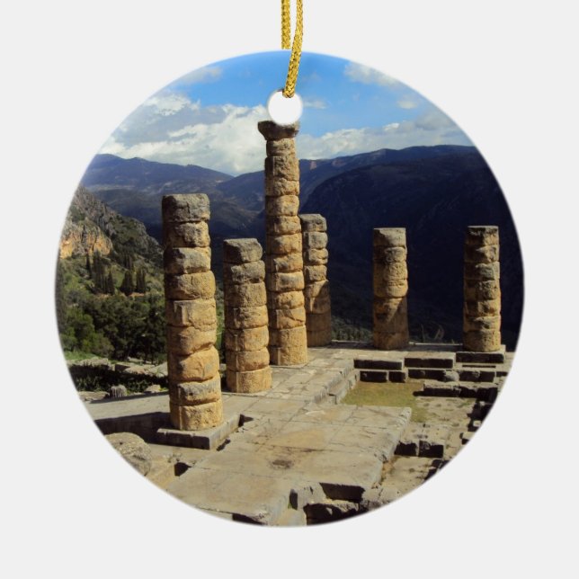 Temple of Apollo – Delphi Ceramic Ornament (Front)