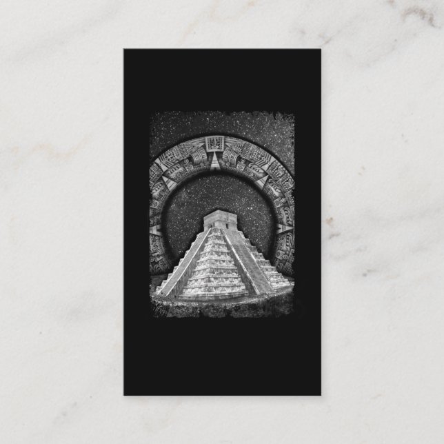 Temple of Kukulcán Mayan Pyramids Aztec Calendar Business Card (Front)