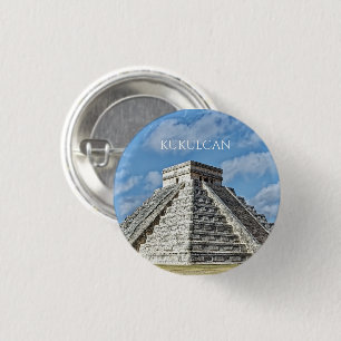 Temple of  Kukulcán, Pyramid, Chichen Itza, Mexico Button