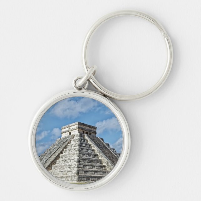 Temple of  Kukulcán, Pyramid, Chichen Itza, Mexico Keychain (Front)