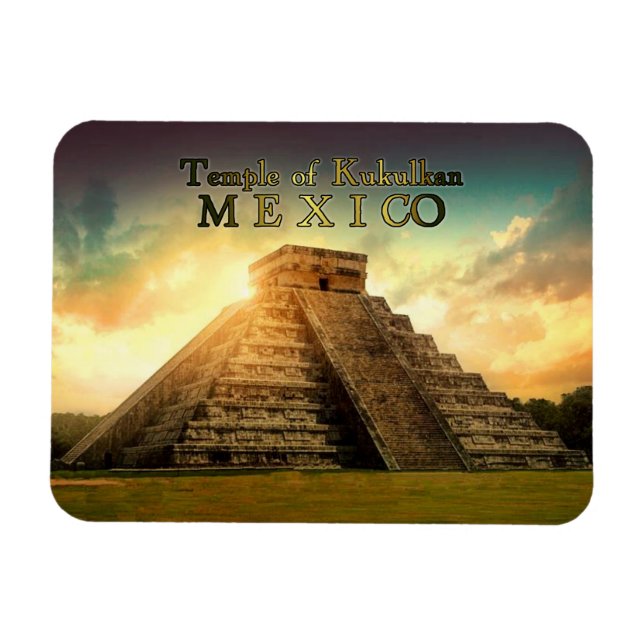 Temple of Kukulkan Mexico stylized Magnet (Horizontal)
