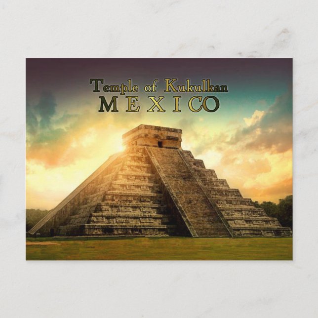 Temple of Kukulkan Mexico stylized Postcard (Front)