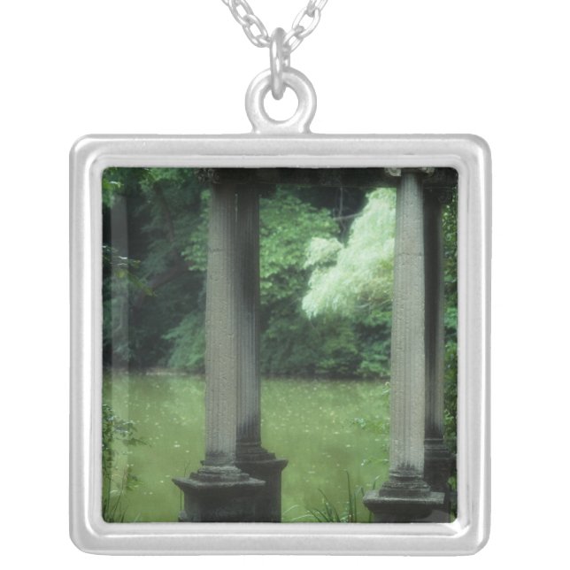Temple of Love at the Old Westbury Gardens Silver Plated Necklace (Front)
