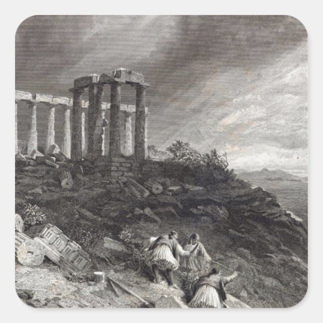 Temple of Minerva Sunium, engraved by J. Saddler Square Sticker (Front)
