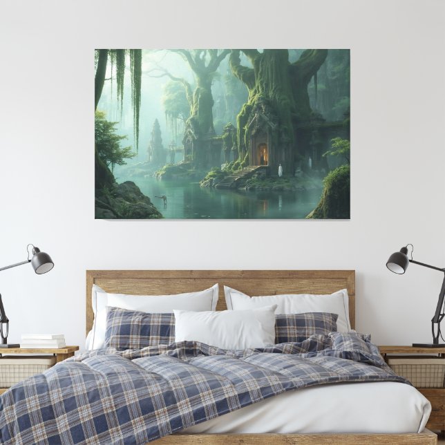 Temple of Moss and Mist Canvas Print (Insitu(Bedroom))