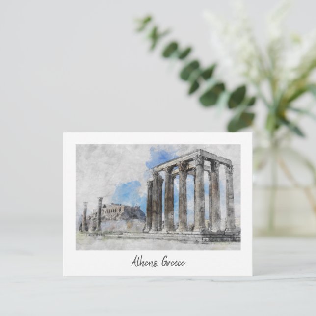 Temple of Olympian Zeus Athens – Ancient Greece  Postcard (Standing Front)