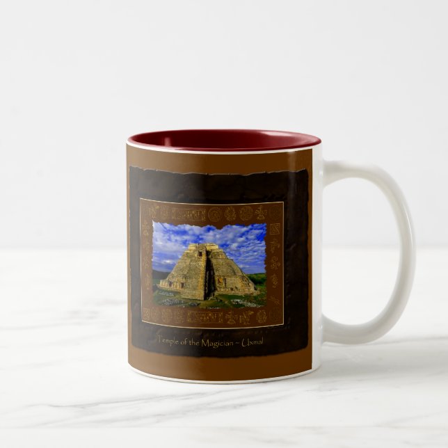 Temple of the Magician Mayan Gift item Two-Tone Coffee Mug (Right)