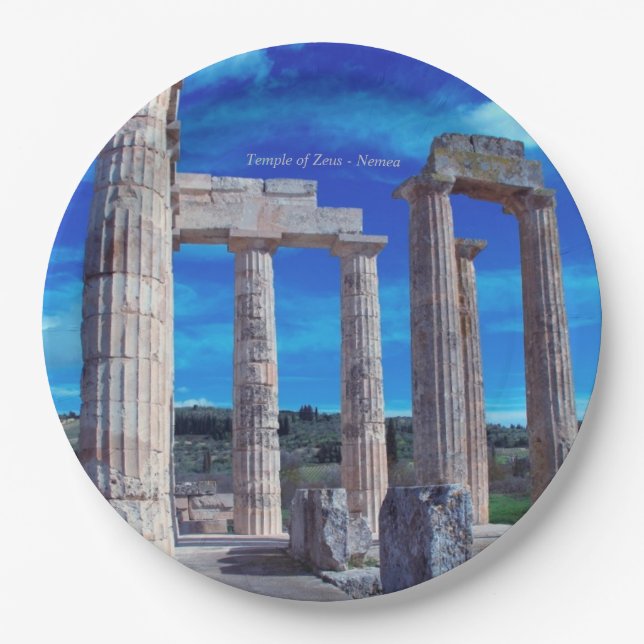 Temple of Zeus – Nemea Paper Plates (Front)