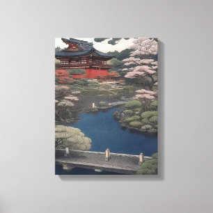 Temple on the river - Japan Canvas Print