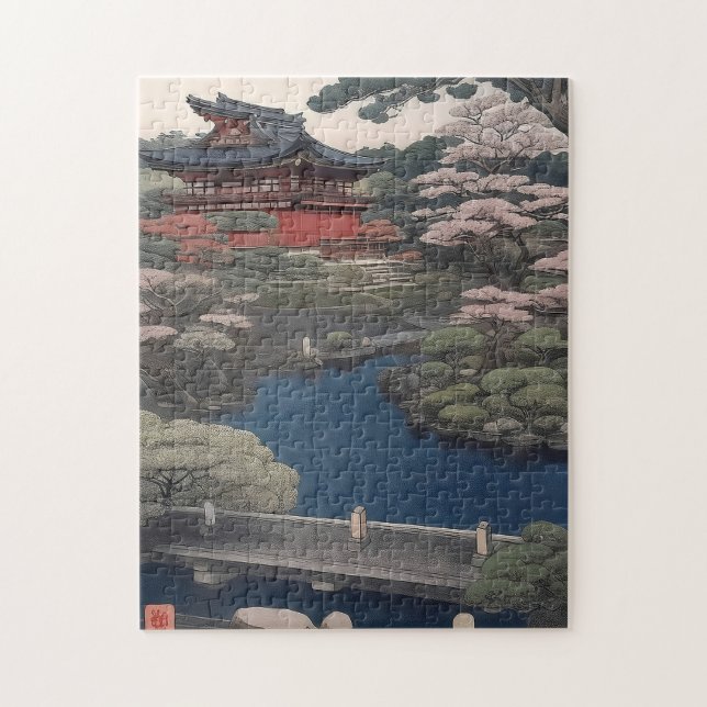 Temple on the river - Japan Jigsaw Puzzle (Vertical)