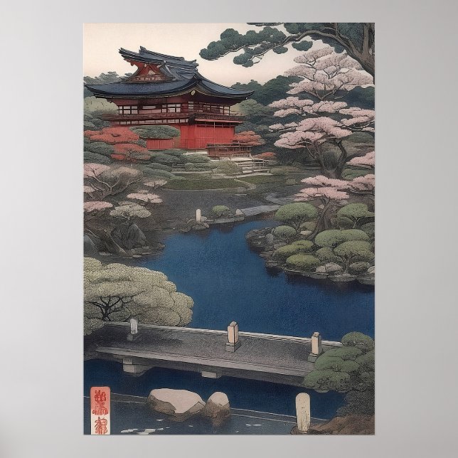 Temple on the river - Japan Poster (Front)