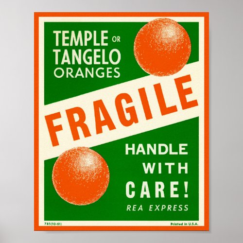 Temple or Tangelo Oranges packing label Poster