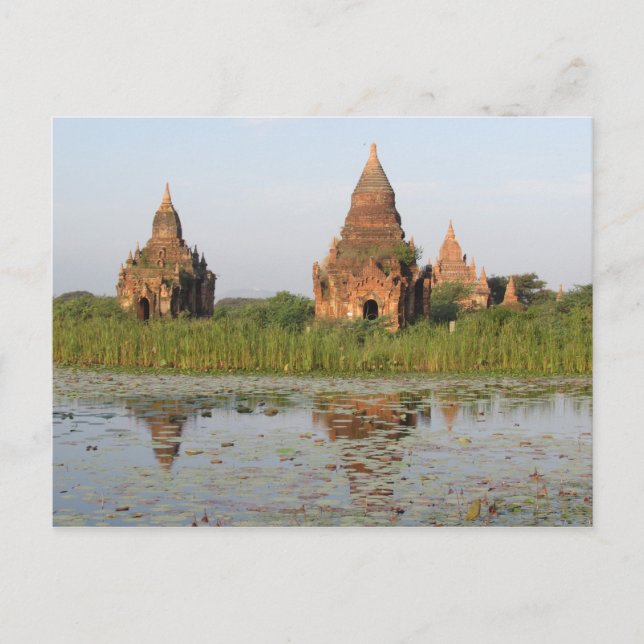 Temple Reflection, Bagan, Myanmar Postcard (Front)