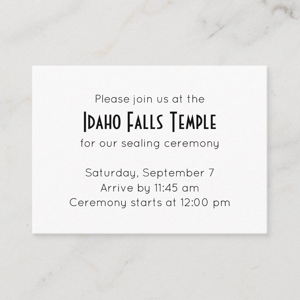 Temple Sealing & Meal Invitation