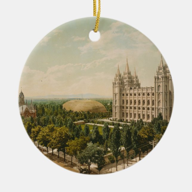 Temple Square Salt Lake City Utah in 1899 Ceramic Ornament (Front)