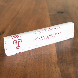 Temple University Temple T Desk Name Plate